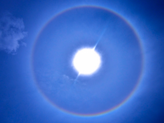 We looked up at the sky and saw this circular rainbow, it was there for over one hour.